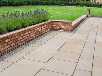 Sandstone Paving Slabs, Stone Walls Garden, Stone Pavers, Sandstone Paving, Patio Slabs, Brick Garden, Garden Paving, Natural Stone Pavers, Garden Fire Pit