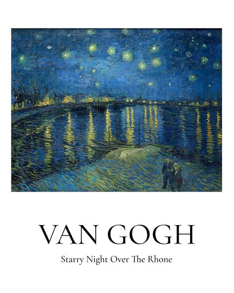 Van Gogh poster, famous painting Starry Night Over the Rhone wall art print decor. | premium image by rawpixel.com / Gade Painting Starry Night, Van Gogh Prints, Starry Night Over The Rhone, Van Gogh Poster, Arte Van Gogh, Art Exhibition Posters, Monet Paintings, Van Gogh Paintings, Van Gogh Art