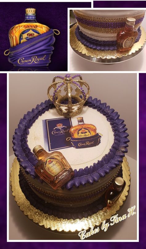 Crown Royal Birthday Ideas For Men, Dessert Drinks Alcohol, Crown Royal Cake, 50th Birthday Party Centerpieces, Liquor Cakes, Booze Cake, 40th Birthday Cakes For Men, Mojito Cupcakes, Liquor Cake