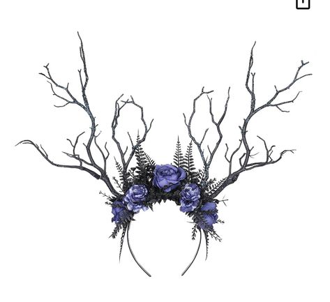 Branch Crown, Antler Headpiece, Black Antlers, Elf Crown, Dried Foliage, Fairy Headpiece, Unique Person, Elf Cosplay, Antler Headband