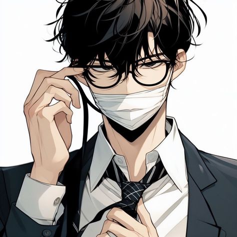 Nerd Pfp Aesthetic, Nerdy Guy With Glasses, Hot Nerd Guy Glasses, Anime Guy Mask, Anime Guy With Glasses Nerd, Anime Guy With Mask, Anime Boy With Glasses Drawing, Hot Anime Guy With Glasses, Anime Nerd Boy