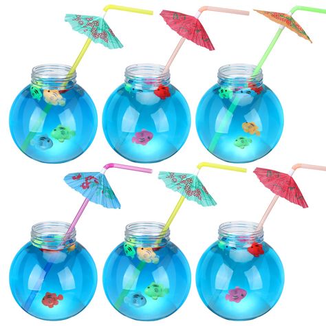 PRICES MAY VARY. Fish Bowls for Drinks Set: our package includes 6 pieces of fish bowl cups, 24 pieces of umbrella straws for cocktails and 24 pieces of plastic fishes, keeping a complete and enjoyable experience for your guests, ensuring that each one of them enjoys the fancy drinking experience Shatterproof Features: the fishbowl glasses for drinks is crafted from PET plastic, which enhances its resilience, making it shatterproof and suitable for events with a large crowd, ensuring you of a ha Sea Beast, Pool Party Food, Drink Umbrellas, Pool Party Themes, Plastic Fish, Fish Bowls, Spongebob Birthday Party, Carnival Decorations, Summer Carnival