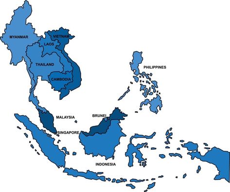 Blue outline South East Asia map on white background. Southeast Asia Map, South East Asia Map, East Asia Map, Asian Maps, Save Earth Drawing, Earth Drawing, North Asia, Earth Drawings, Nautical Room