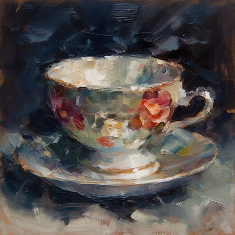 Vintage Tea Time, Time Painting, Still Life Oil Painting, Creative Artwork, Tea Art, Art Et Illustration, Art And Illustration, Still Life Art, Ethereal Art