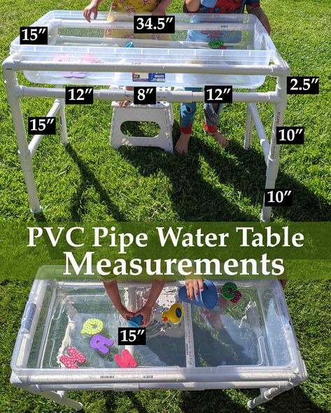 Water Table Diy, Kid Backyard, Kids Water Table, Diy Lighthouse, Table Measurements, Outdoor Fun For Kids, Pvc Pipe Projects, Outdoor Play Areas, Pvc Projects