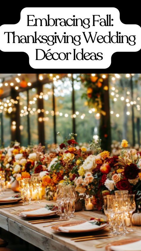 Cozy fall-inspired Thanksgiving wedding décor with rustic centerpieces, warm colors, seasonal flowers, and autumn table settings for a memorable celebration. Thanksgiving Wedding Ideas, Fall Wedding Table Settings, Thanksgiving Wedding, Unique Centerpieces, Rustic Centerpieces, Seasonal Flowers, Fall Thanksgiving, Autumn Inspiration, Thanksgiving Decorations