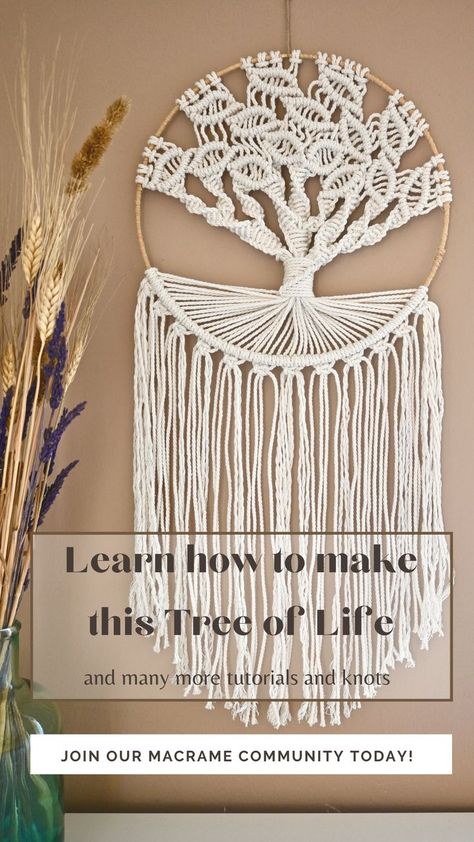 Macrame Tree Of Life Pattern Free, Macrame Tree Of Life Tutorial How To Make, Tree Of Life Macrame Pattern Tutorial, Macrame Tree Of Life Tutorial, Mirror Macrame, How To Make Trees, Macrame Tree Of Life, Learn Macrame, Macrame Ring