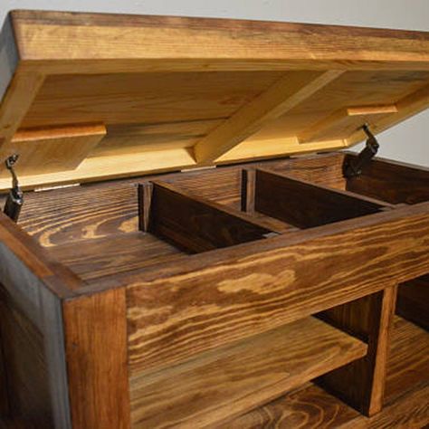 Furniture With Hidden Compartments, Hidden Compartment Furniture, Secret Compartment Furniture, Home Bar Areas, Rustic Entryway, Entryway Bench Storage, Hidden Compartments, Secret Storage, Wood Shoes