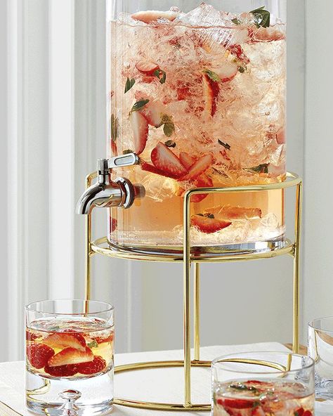 Recipes: Weeknight Meals to Holiday Feasts | Crate and Barrel Glass Drink Dispenser, Summer Sangria Recipes, Glass Beverage Dispenser, Glass Drink, Old Fashioned Glass, Drink Dispenser, Pink Party, Kitchen Items, Kitchen Stuff