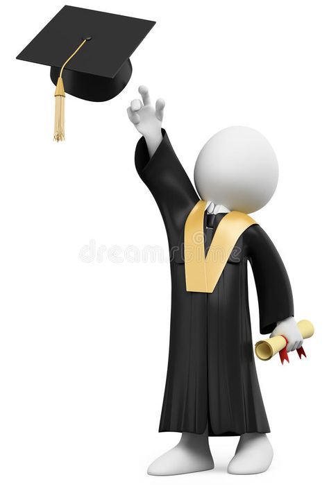 estudiante 3D vestido en casquillo y vestido stock de ilustración Emoji Images, Academic Dress, Quick Saves