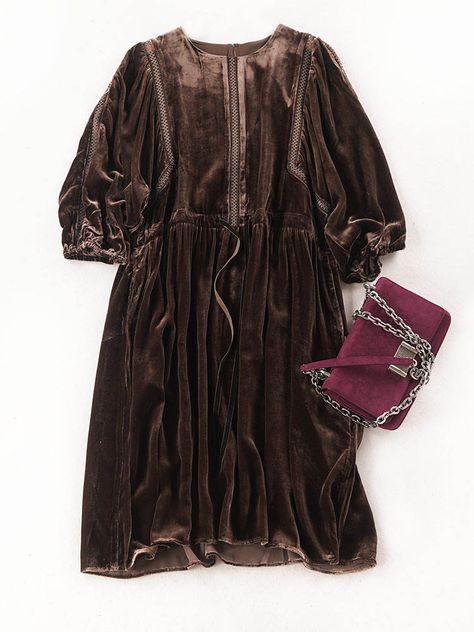 #velvet #dress #brown #ideas #fashion Brown Velvet Dress, Silk Velvet Dress, Brown Velvet, Perfect Wardrobe, Silk Velvet, Dress Party, Velvet Dress, Indian Fashion, Party Dress