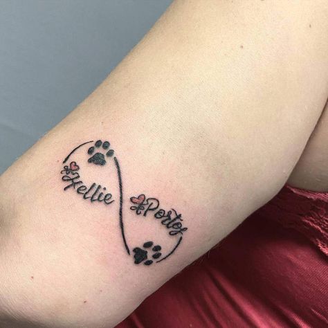 Cat Print Tattoo, Infinity Heart Tattoo, Cat Paw Print Tattoo, Infinite Tattoo, Heart With Infinity Tattoo, Infinity Tattoo Designs, Dog Memorial Tattoos, Pawprint Tattoo, Timeless Tattoo