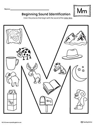 Letter M Beginning Sound Color Pictures Worksheet Worksheet.In this worksheet, your child will color pictures that represent the beginning sound of the letter M. Preschool Letter M, Initial Sounds Worksheets, Letter M Activities, Letter M Worksheets, Color Worksheet, Beginning Sounds Worksheets, Alphabet Worksheets Kindergarten, Kindergarten Letters, Worksheets Kindergarten