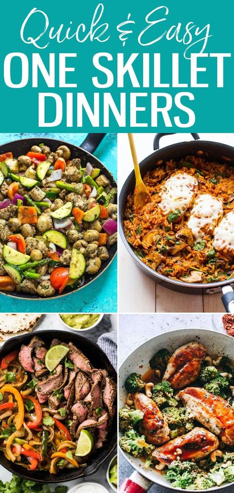 Skillet Meal Prep Recipes, 1pan Meals, Make Ahead Skillet Meals, Easy 1 Skillet Meals, Fast Easy Skillet Meals, Skillet Meals Pasta, Hot Plate Meals, 30 Minute Skillet Meals, Quick And Easy Dinner Recipes Healthy One Pot Meals