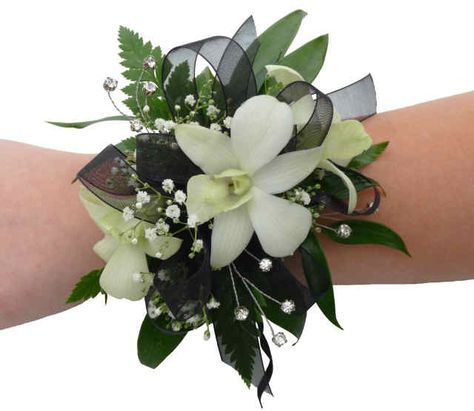 Love this look... for a Short + Sweet wedding ceremony or a K.I.S. wedding ceremony...ask me about my Life Events Wedding Ceremony Packages.www.kayfranks.com.au  Kay Franks Wristlet Corsage, White Dendrobium Orchids, Bracelet Corsage, Orchid Corsages, White Corsage, Homecoming Flowers, Wrist Corsage Prom, Prom Corsage And Boutonniere, Homecoming Corsage