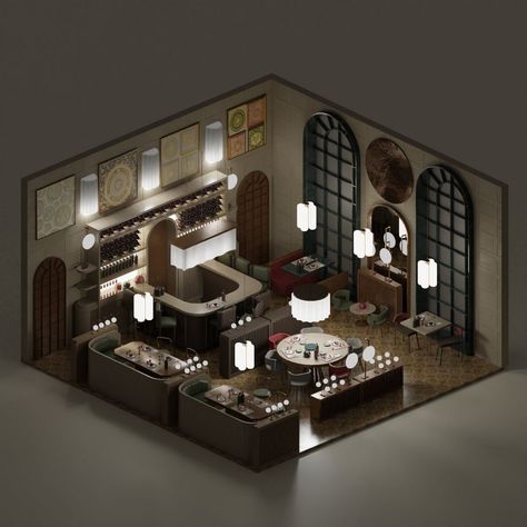 Sketching Savory Spaces: Restaurant Interior Design Excellence 3d Restaurant Interior Design, Modern Cafe Design Interior, Loft Restaurant Design, Fine Dining Restaurant Floor Plan, Fine Dining Interior Design, Restaurant 3d Design, Restaurant Tycoon 2 Ideas, Fine Dining Interior, Restaurant Tycoon 2 Designs