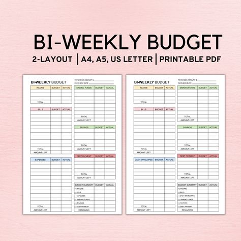 Bi Weekly Budget Printable Free, Bi Weekly Budget Template, Bi Weekly Budget, Biweekly Budget, Weekly Budget Template, Bills Budget, Budget Spreadsheet Template, Budget Template Free, Weekly Budget Planner