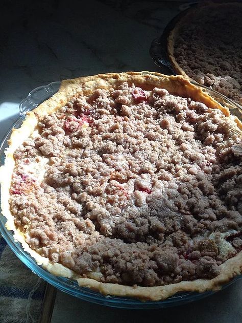 Sour Cream Rhubarb Pie Recipe | Allrecipes Rhubarb Pie Recipe, Rhubarb Custard Pies, Rhubarb Recipes Pie, Fresh Rhubarb, Vanilla Frozen Yogurt, Cranberry Pie, Meringue Pie Recipes, Rhubarb Desserts, Potluck Desserts