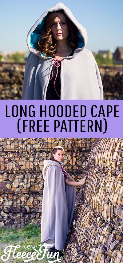 Make this amazing long hooded cape that is perfect for Halloween, Cosplay and warmth! Easy to follow tutorial with written and video instructions. #costumepattern #capesewingpattern #sewingpatternfree ##capesewing #pattern #sewingforbeginners #sewing Long Hooded Cloak Pattern, Full Circle Hooded Cloak Pattern, How To Make A Cloak With Hood, Blanket Cloak Diy, Free Cloak Pattern, Winter Cloak Pattern, Diy Cloak Pattern, Coat Sewing Pattern Free, Cloak Pattern Hooded