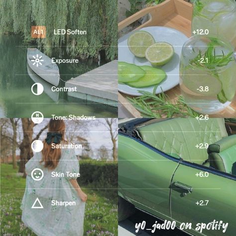 Vsco Green Aesthetic, Vsco Cottagecore Filter, Cottagecore Lightroom Preset, Sage Green Filter, Lightroom Presets Tutorial Green, Green Vsco Filter, Green Filter Aesthetic, Vsco Free Filters, Cottagecore Filter