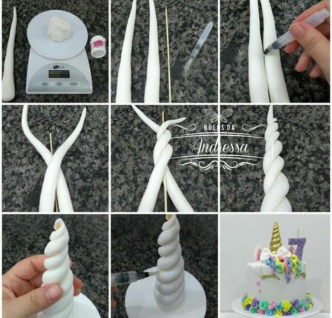 Unicorn Horn Cake Topper, Gökkuşaği Pasta, Fondant Unicorn Cake Toppers, Make A Unicorn, Unicorn Birthday Cake, Ideas Para Cumpleaños, Unicorn Cake Topper, Zucchini Cake, Fondant Cake Toppers