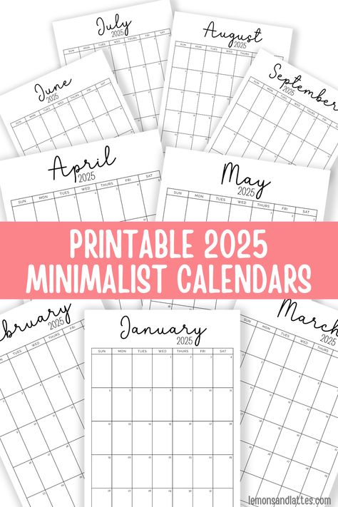 Stay organized with one of these free printable calendars. These templates feature a minimalist design. Dated for 2025. 2024 Calendar Printable Free, Blank Calendar Printable, Quarterly Calendar, Free Printable Calendars, Free Printable Calendar Templates, No Distractions, Blank Monthly Calendar, Free Calendar Template, Monthly Printable