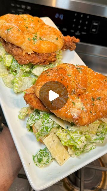 2M views · 175K likes | Shay, MBA🎓 on Instagram: "Crispy Chicken Caesar Salad on a Croissant 😮‍💨 10/10 - - - - - - - - - - -  - #caesarsalad #chicken #crispychicken #crispy #salad #saladideas #cooking #chickenrecipes #saladideas #explore #explorepage #foodie #goodeats #blackfoodie #viral #trendingreels #trendingaudio #foodblogger #easyrecipeideas #foodreels #healthy #dietfood 🤣#crossiant #friedchicken #chickensandwich" Crispy Chicken Caesar Salad On Croissant, Chicken Caesar Salad Croissant, Chicken Ceasar Croissants, Crispy Chicken Caesar Salad On A Croissant, Cesar Chicken Salad Sandwich, Cesar Chicken Sandwich, Crispy Chicken Ceasar Salad Sandwiches, Chicken Caesar Croissant, Chicken Ceaser Croissant