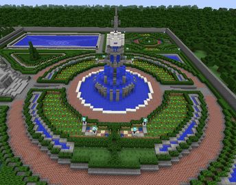 Fountains Terrace - GrabCraft - Your number one source for MineCraft buildings, blueprints, tips, ideas, floorplans! Minecraft Park, Minecraft Fountain, Villa Minecraft, Minecraft Building Blueprints, Construction Minecraft, Minecraft Garden, Minecraft Decoration, Minecraft Mansion, Minecraft Interior Design