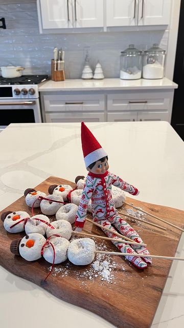 Elf On The Shelf White Donut Ideas, Snowman Elf On The Shelf Ideas, Elf On The Shelf Frosty The Snowman, Elf Do You Wanna Build A Snowman, Elf Doughnut Ideas, December 1 Elf On The Shelf, Elf Obstacle Course, Dollar Tree Elf On The Shelf, Elf On The Shelf Friends