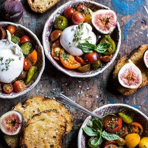 Tomatoes With Burrata, Marinated Cherry Tomatoes, Burrata Toast, Marinated Tomatoes, Half Baked, Half Baked Harvest, Dinner Appetizers, Healthy Appetizers, Clean Eating Snacks