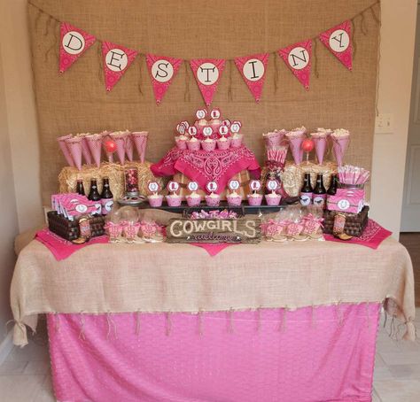 Pink cowgirl Birthday Party Ideas | Photo 13 of 18 Pink Cowgirl Birthday Party, Pink Cowgirl Birthday, Cowgirl Birthday Outfit, Cowgirl Birthday Party Ideas, Cowgirl Party Decorations, Sheriff Callie Birthday, Country Birthday Party, Cowgirl Baby Showers, Country Birthday