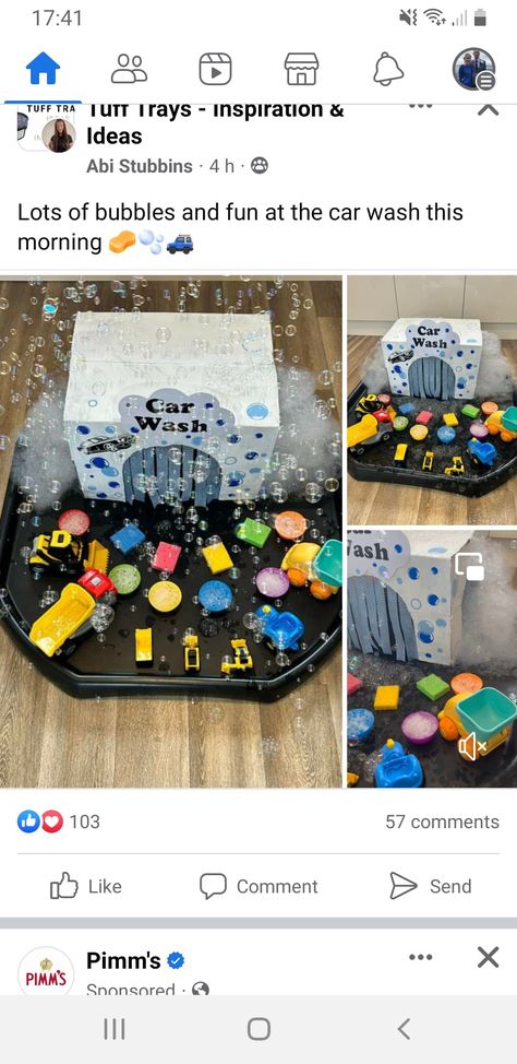 Car Tuff Tray Ideas, Car Wash Tuff Tray, Car Tuff Tray, Transport Tuff Tray Ideas, Tuff Tray, Tray Ideas, Golden Birthday, Pentecost, Car Wash