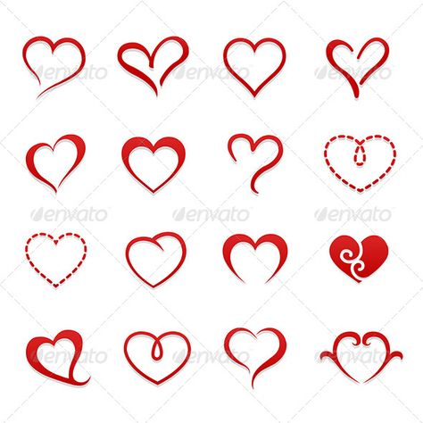 Heart valentine symbol icon set vector illustration EPS8 Hart Tattoo, Valentine Icon, Red Heart Tattoos, Tiny Heart Tattoos, Small Heart Tattoos, Bff Tattoos, Geniale Tattoos, Heart Tattoo Designs, Wrist Tattoos For Women