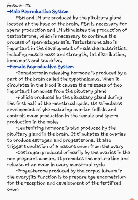 Answer 2 Identify the hormones that has important role in both female and male reproductive system The Reproductive System Notes, Female Reproductive System Anatomy Notes, Human Reproductive System Notes, Male Reproductive System Notes, Reproductive Health Notes, Female Reproductive System Notes, Reproductive System Notes, Male Reproductive System Anatomy, Med Journal