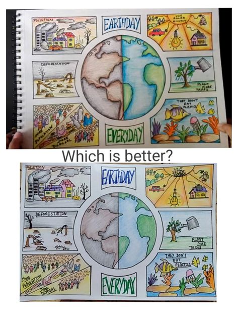 Which is better? Save Earth Drawing For Competition, Globalization Poster Ideas, Save Environment Poster Drawing, Save Earth Drawing, Word Art Drawings, Save Water Poster Drawing, Earth Day Drawing, Art Markers Drawing, Earth Drawings