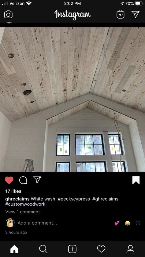 Whitewash Wood Ceiling, Whitewash Ceiling, White Wash Ceiling, Wood Ceiling Bedroom, Cypress Paneling, Pecky Cypress Paneling, Acreage Ideas, Painted Wood Ceiling, Barn Wood Ceiling