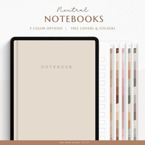 Neutral Digital Notebooks, Covers, and Stickers, Minimalist and Boho Neutral N Ipad Notetaking, Stickers Minimalist, Minimalist Digital Planner, Digital Planner For Ipad, Etsy Planner, Bullet Journal Font, Planner For Ipad, Free Notebook, Digital Journaling