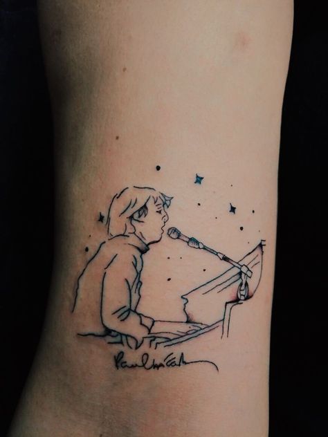 Paul Mccartney Tattoo, Beatles Tattoo Minimalist, Beatles Inspired Tattoos, Beatles Tattoo, Lovely Tattoo, Queen Tattoo, Star Tattoo Designs, Leg Tattoo Men, Tattoo Project