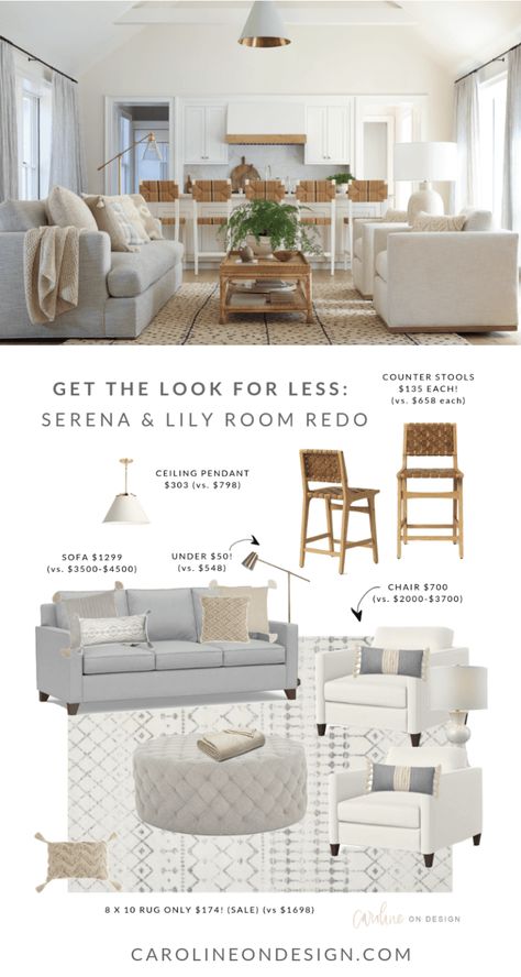 Serena & Lily Look for Less: Family Room Redo | Caroline on Design Neutral Family Room, Family Room Decor, Living Room Decor Neutral, Diy Dining Room, Serena And Lily, Neutral Living Room, Family Room Decorating, Room Redo, Design Industrial