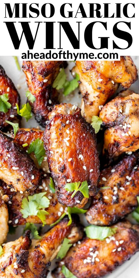 Marinated Wings, Chicken Wing Marinade, Marinated Chicken Wings, Asian Marinade, Miso Chicken, Party Wings, Garlic Chicken Wings, Party Platter, Chicken Entrees