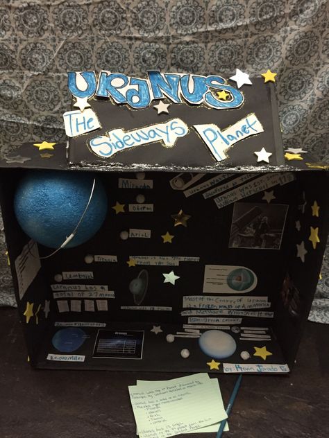 Mu son’s science project! 2nd grade Uranus Diorama, Uranus Project, Uranus Planet, Solar System Projects, Kids Projects, Science Project, Science Projects, Projects For Kids, 2nd Grade