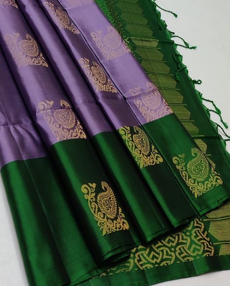 Pure handloom Double warp soft silk saree without border. With silkmark certified tag. To place your orders connect with us on 9705125745 Saree Without Border, Parrot Green Saree, Saree Color Combinations, Latest Silk Sarees, Saree Wearing, Saree Wearing Styles, South Silk Sarees, Parrot Green, Border Saree