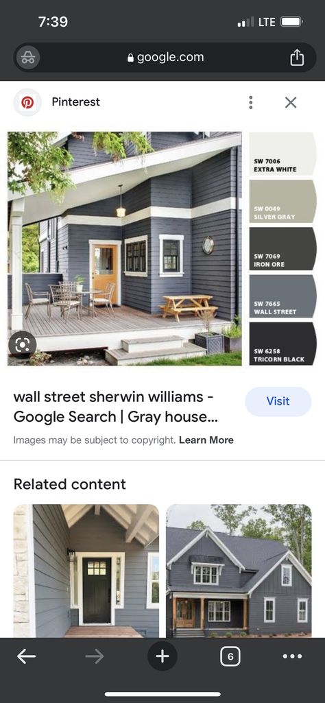 Wall Street Exterior Sherwin Williams, Sherwin Williams Wall Street, Wall Street Sherwin Williams, Sherwin Williams Exterior, Black Wall Street, Grey Houses, Street House, House Paint, House Paint Exterior