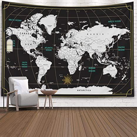 Tapestry World Map,Capsceoll Map Hanging Wall Hanging Decorations Outdoor Wall Hanging Wall Art for Living Room World Map Wall Decor Wall Paintings for Bedroom 80X60 Inches,Black White Wall Paintings For Bedroom, Dorm Room Tapestry, Hanging Room Decor, World Map Tapestry, Map Tapestry, World Map Wall Decor, Dorm Room Wall Decor, Living Wall Art, Dorm Room Walls