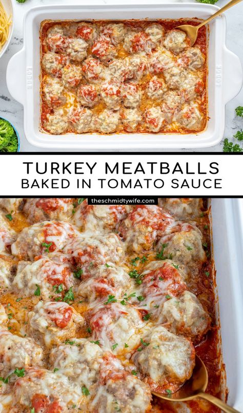 Oven Baked Turkey Meatballs, Turkey Meatball Sauce, Turkey Spinach Meatballs, Oats Baked, Baked Turkey Meatballs, Meatballs Baked, Ground Turkey Recipes Easy, Meatballs In Tomato Sauce, Baked Meatball Recipe