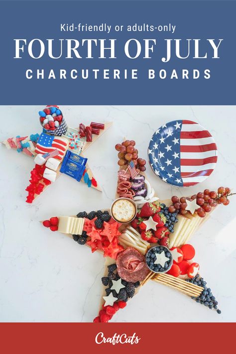 Fourth Of July Charcuterie Board, Fourth Of July Charcuterie, Star Craft, Patriotic Projects, Stars Craft, Americana Decor, Wooden Stars, July Crafts, Event Ideas