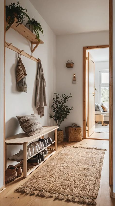 Smart Hallway Storage, Small Home Hallway Ideas, Narrow Hallway Styling, Small Apartment Hallway, Small Entryway Design Inspiration, Entryway Ideas Small Apartment, Small Hallway Storage, Small Entryway Storage Ideas, Simple Entryway Ideas