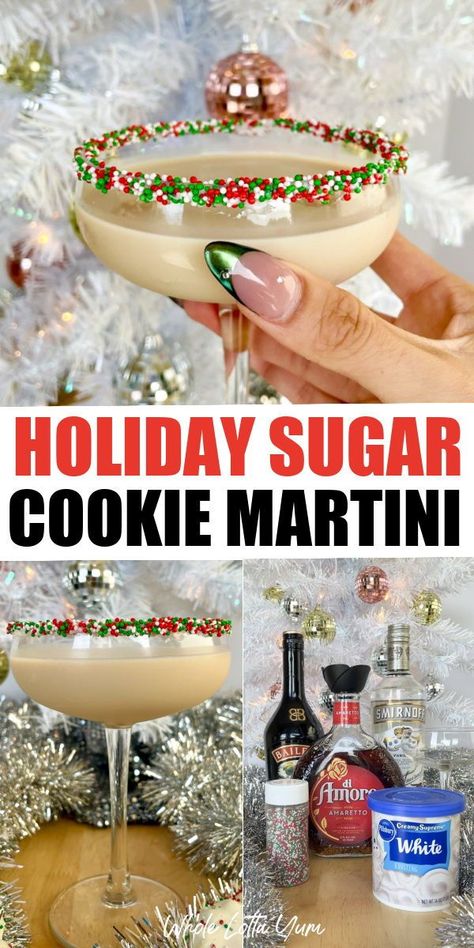 When you're looking for a Christmas recipe for the holidays, try our Sugar Cookie Martini recipe that's easy, creamy, and do delish! Big Batch Martini Recipe, Easy Christmas Martini Recipes, Christmas Cookie Martini Recipe, Christmas Sugar Cookie Martini, Christmas Dessert Martini, Christmas Cookie Martini, White Christmas Martini Recipe, Cookie Martini Recipe, Sugar Cookie Martini Recipe