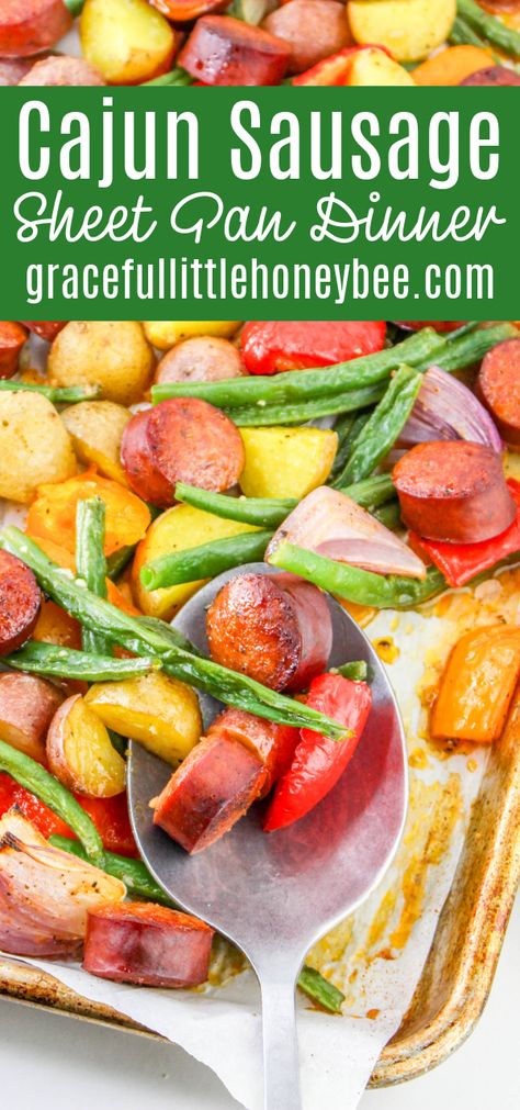 Sausage Sheet Pan Dinner, Veggie Sheet Pan, Sausage Sheet Pan, Pork Dinners, Beans And Potatoes, Cajun Sausage, Freezer Cooking Recipes, Dinners Recipes, Popular Dinner Recipes