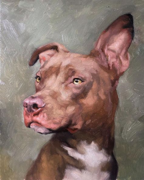 Pet Portraits Paintings Acrylics, Pitbull Painting, Artists Room, Jennifer Gennari, Animals Portrait, Portrait Unique, Dog Portraits Painting, Dog Portraits Art, Dog Words